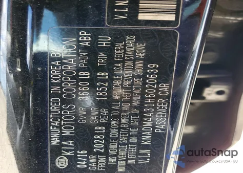 2017 Kia Rio Lx from USA, damaged, VIN KNADM4A31H6020639